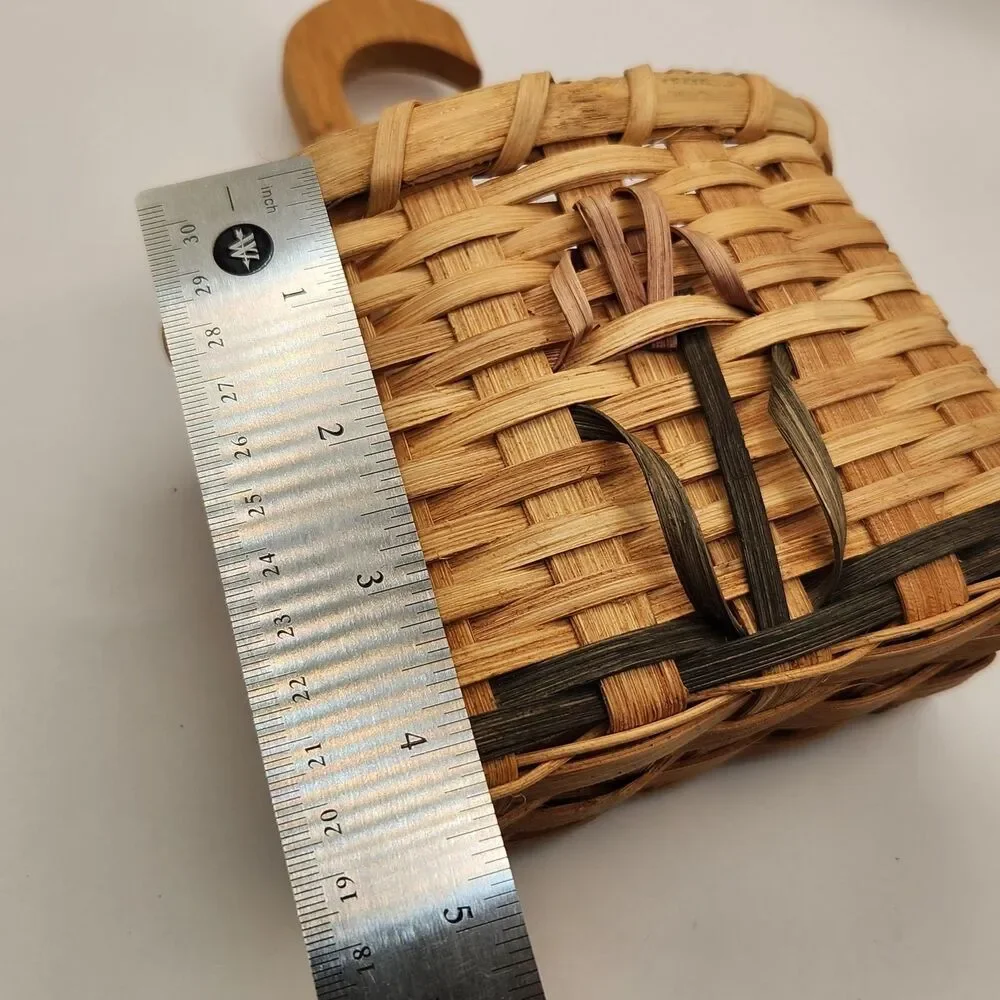 Vintage Woven Wooden Hanging Door Knob Basket
